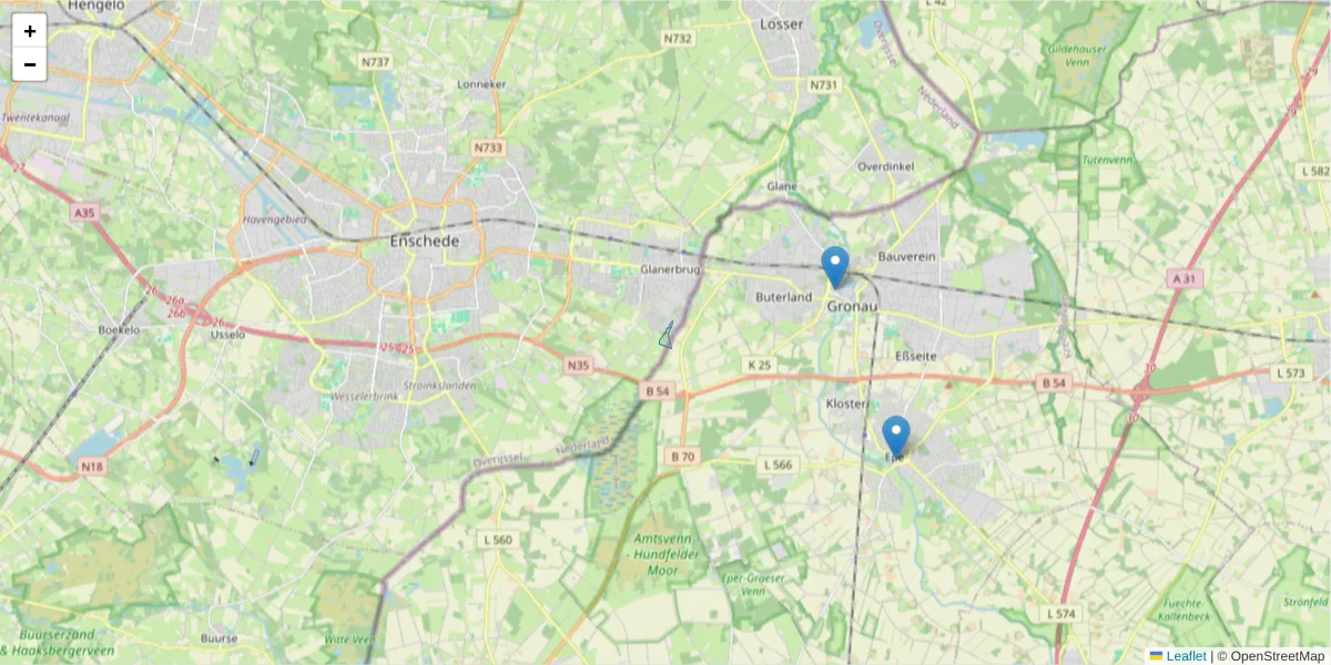 Karte des Postleitzahlen Bereichs  und der umliegenden Postleitzahlen in Deutschland