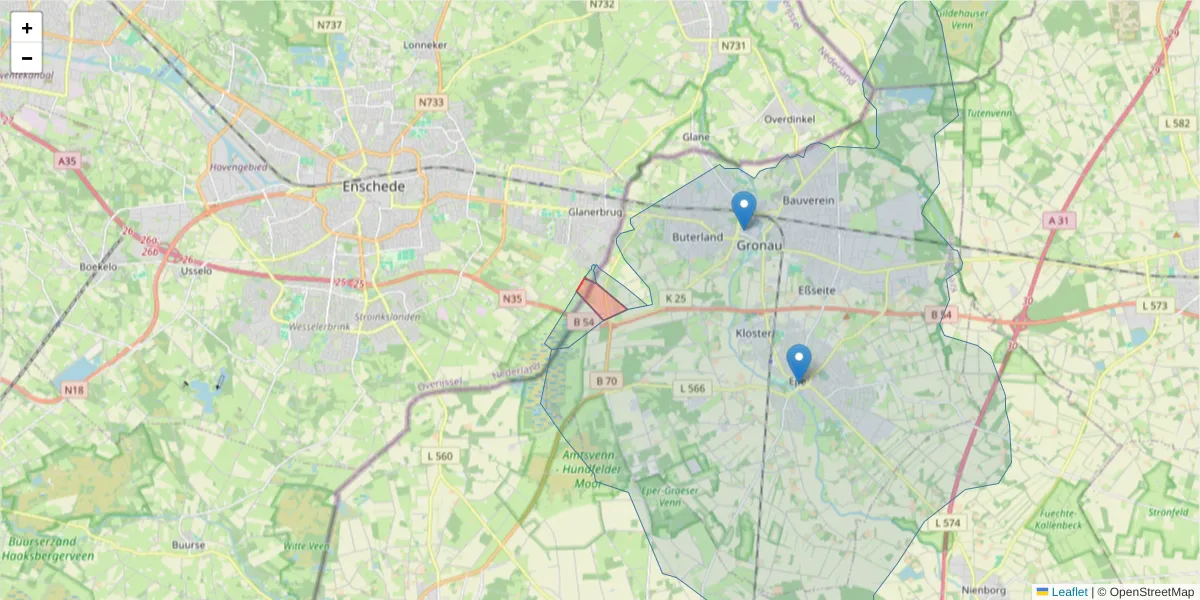 Karte des Postleitzahlen Bereichs  und der umliegenden Postleitzahlen in Deutschland