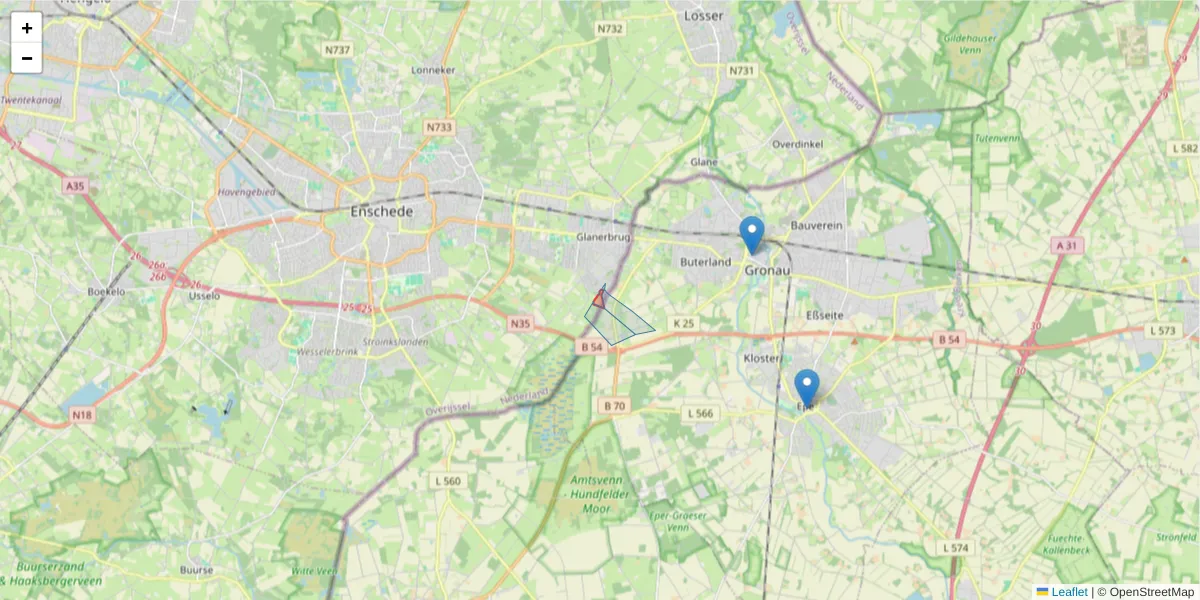 Karte des Postleitzahlen Bereichs  und der umliegenden Postleitzahlen in Deutschland