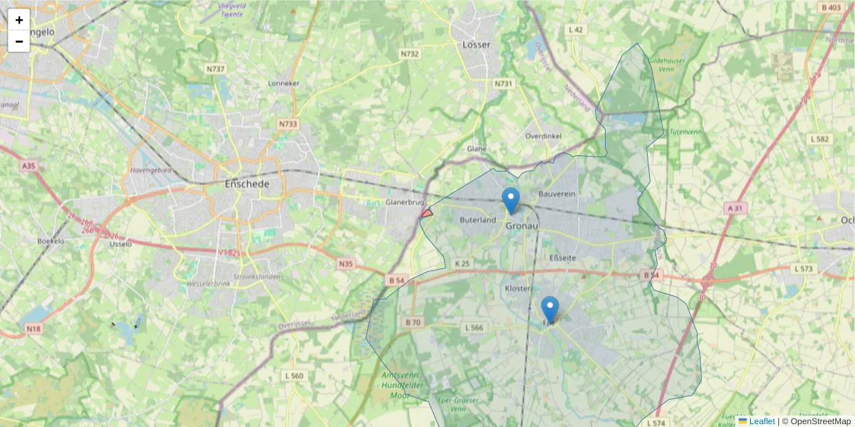 Karte des Postleitzahlen Bereichs  und der umliegenden Postleitzahlen in Deutschland