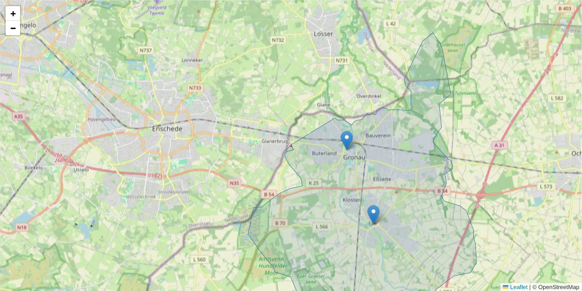 Karte des Postleitzahlen Bereichs  und der umliegenden Postleitzahlen in Deutschland