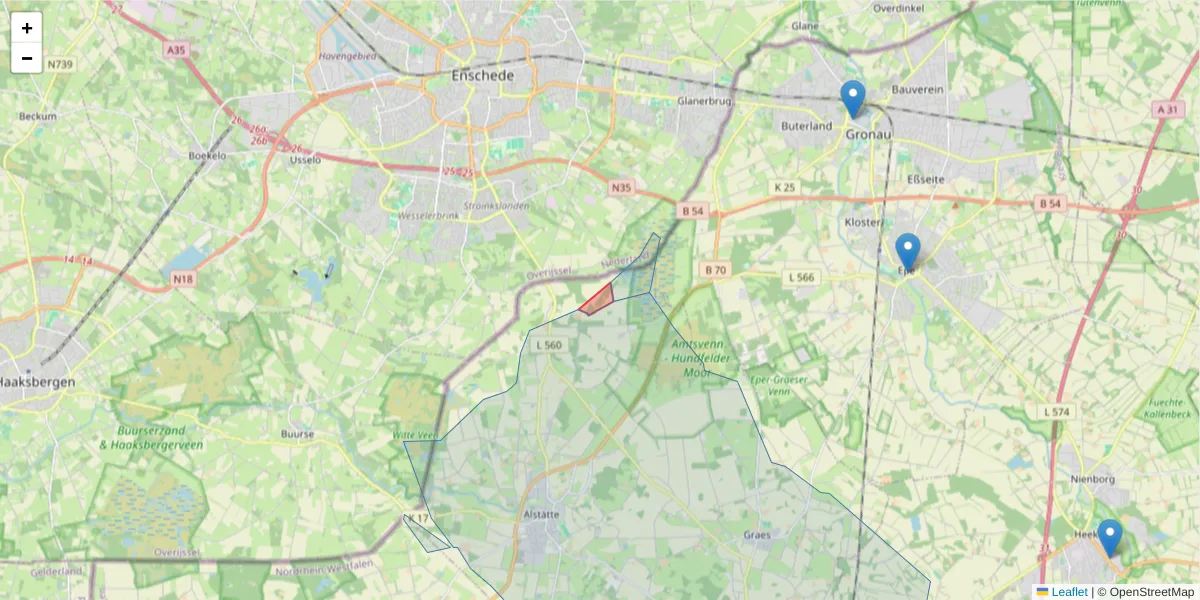 Karte des Postleitzahlen Bereichs  und der umliegenden Postleitzahlen in Deutschland