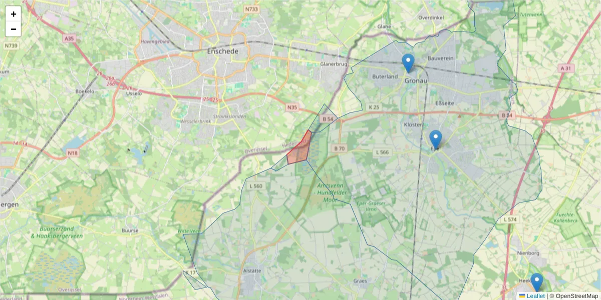 Karte des Postleitzahlen Bereichs  und der umliegenden Postleitzahlen in Deutschland