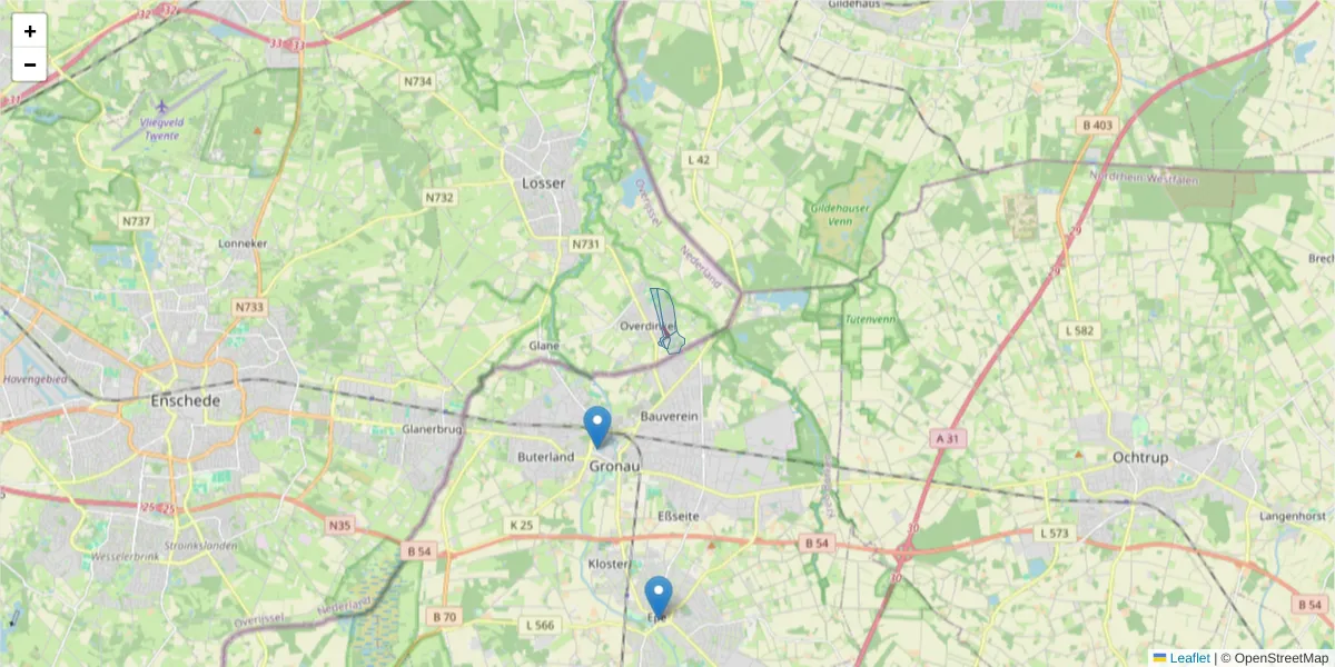 Karte des Postleitzahlen Bereichs  und der umliegenden Postleitzahlen in Deutschland