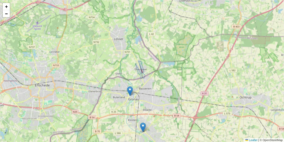 Karte des Postleitzahlen Bereichs  und der umliegenden Postleitzahlen in Deutschland