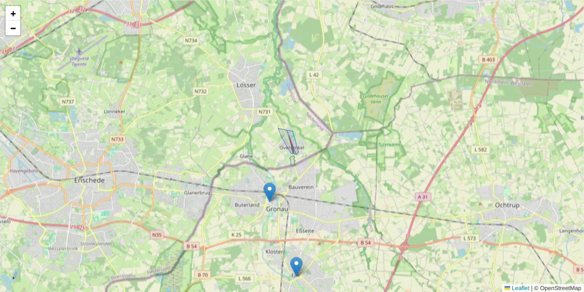 Karte des Postleitzahlen Bereichs  und der umliegenden Postleitzahlen in Deutschland