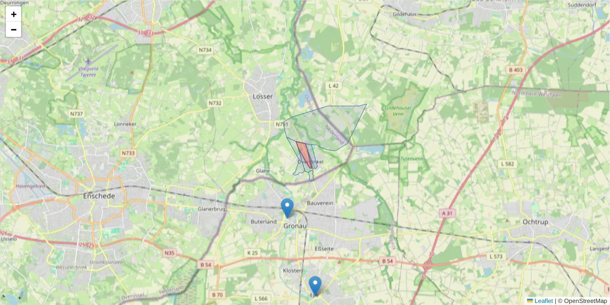 Karte des Postleitzahlen Bereichs  und der umliegenden Postleitzahlen in Deutschland