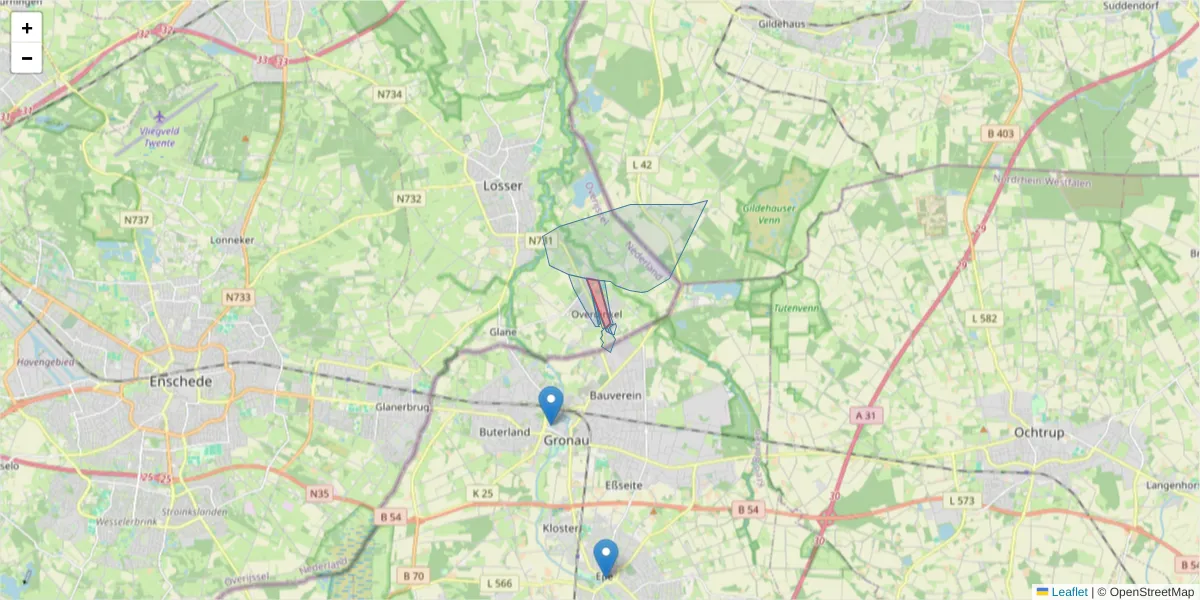 Karte des Postleitzahlen Bereichs  und der umliegenden Postleitzahlen in Deutschland