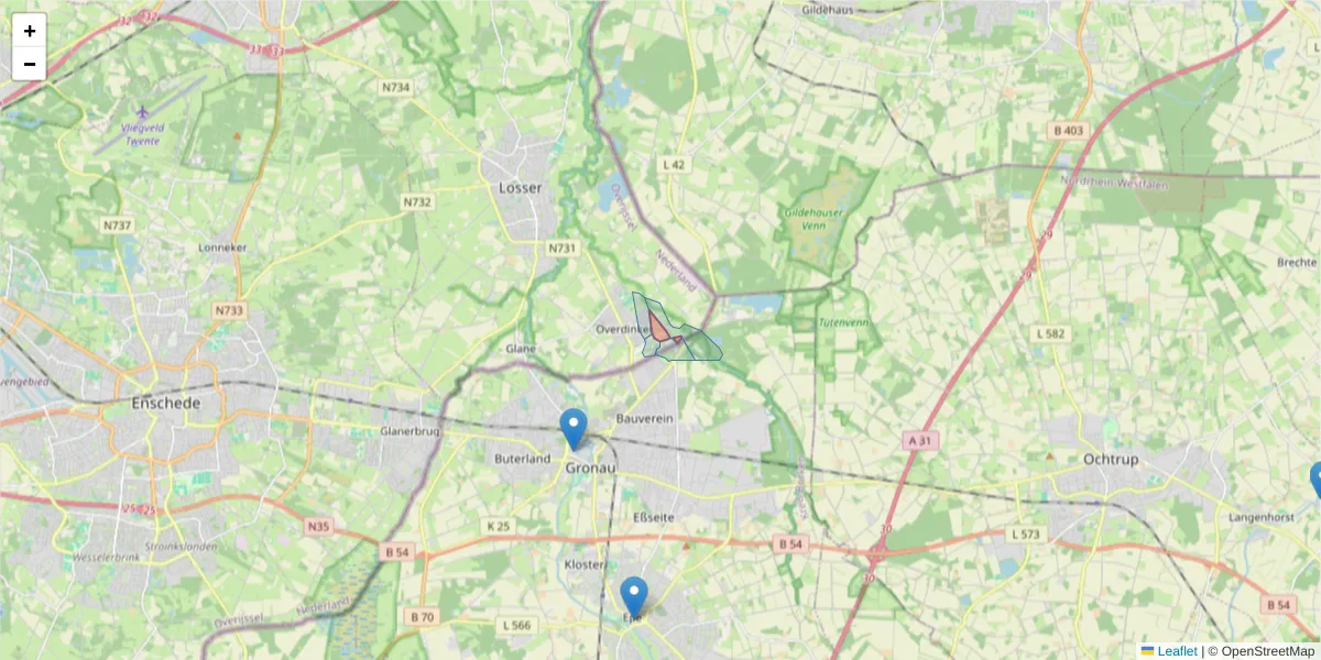 Karte des Postleitzahlen Bereichs  und der umliegenden Postleitzahlen in Deutschland