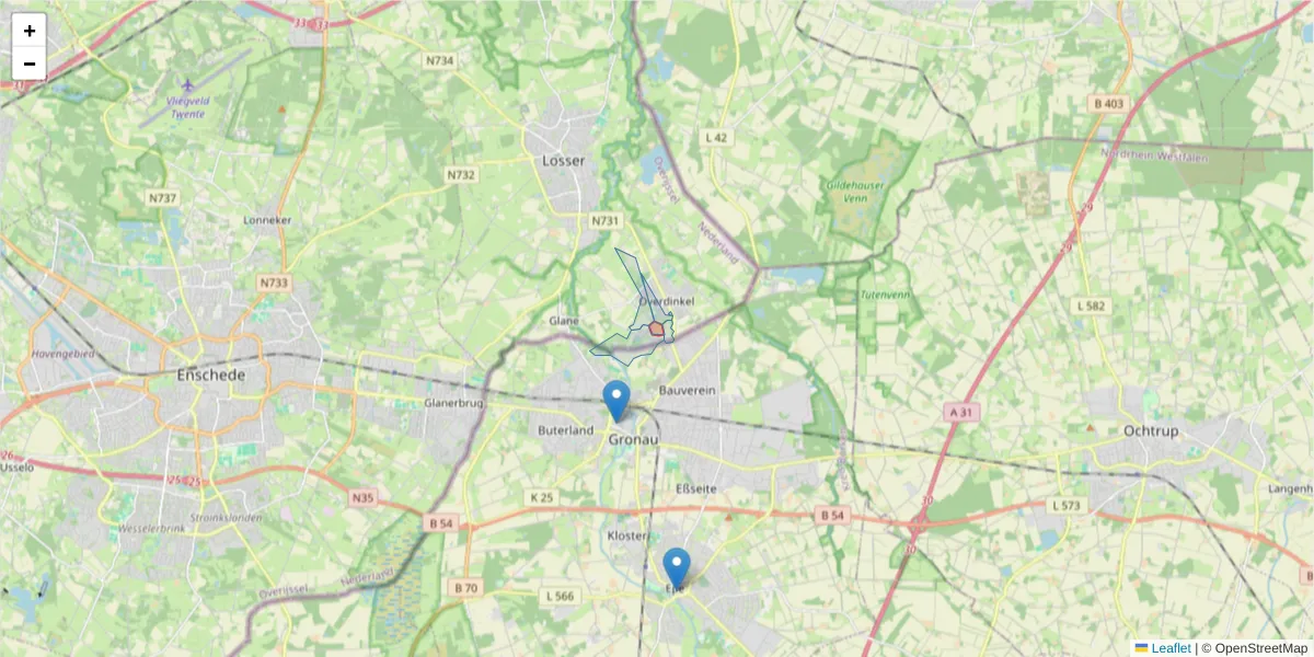 Karte des Postleitzahlen Bereichs  und der umliegenden Postleitzahlen in Deutschland