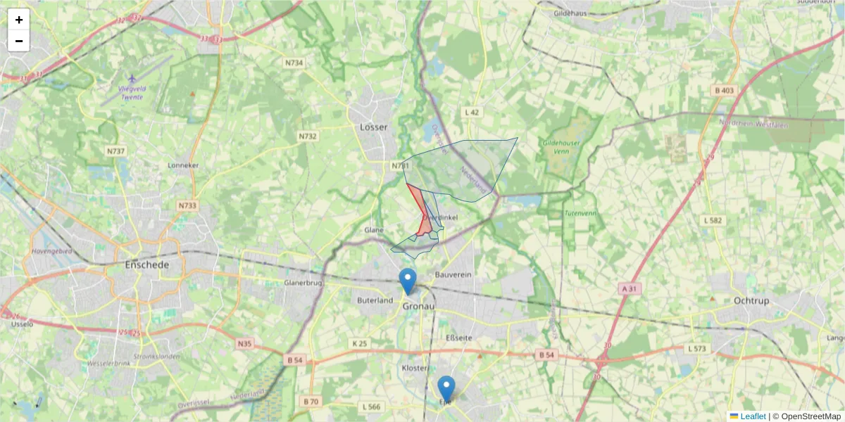 Karte des Postleitzahlen Bereichs  und der umliegenden Postleitzahlen in Deutschland