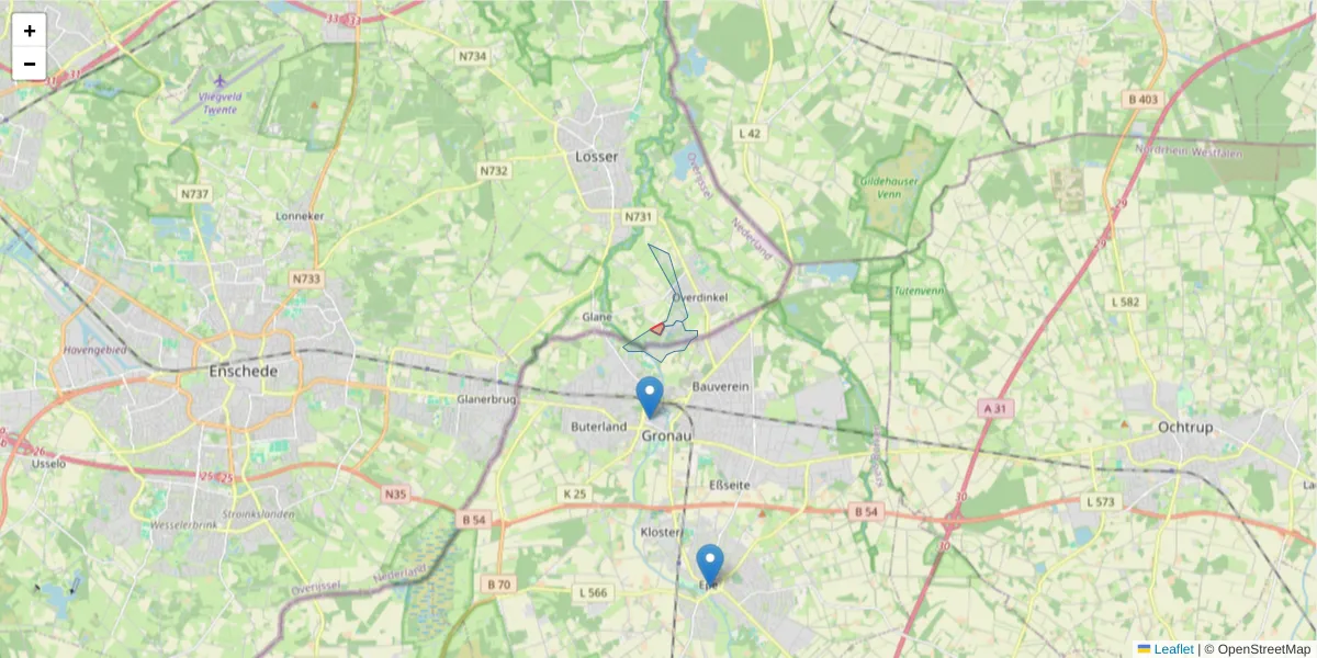 Karte des Postleitzahlen Bereichs  und der umliegenden Postleitzahlen in Deutschland