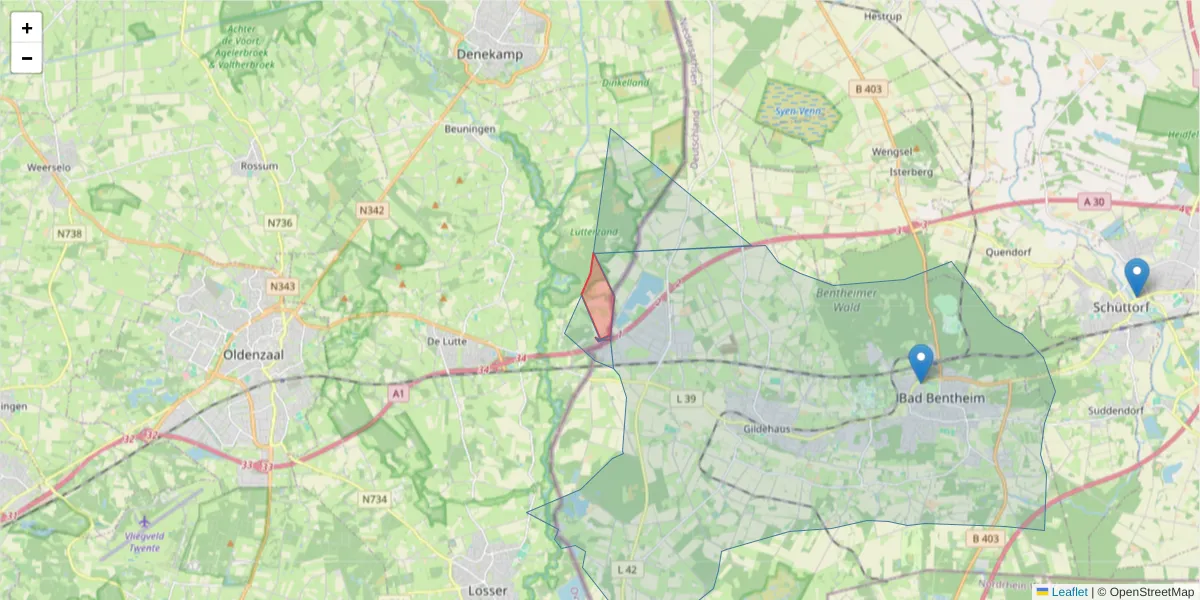Karte des Postleitzahlen Bereichs  und der umliegenden Postleitzahlen in Deutschland