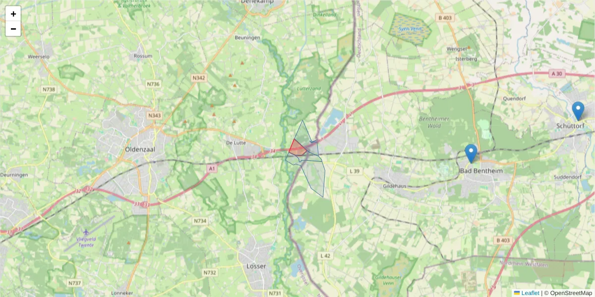 Karte des Postleitzahlen Bereichs  und der umliegenden Postleitzahlen in Deutschland