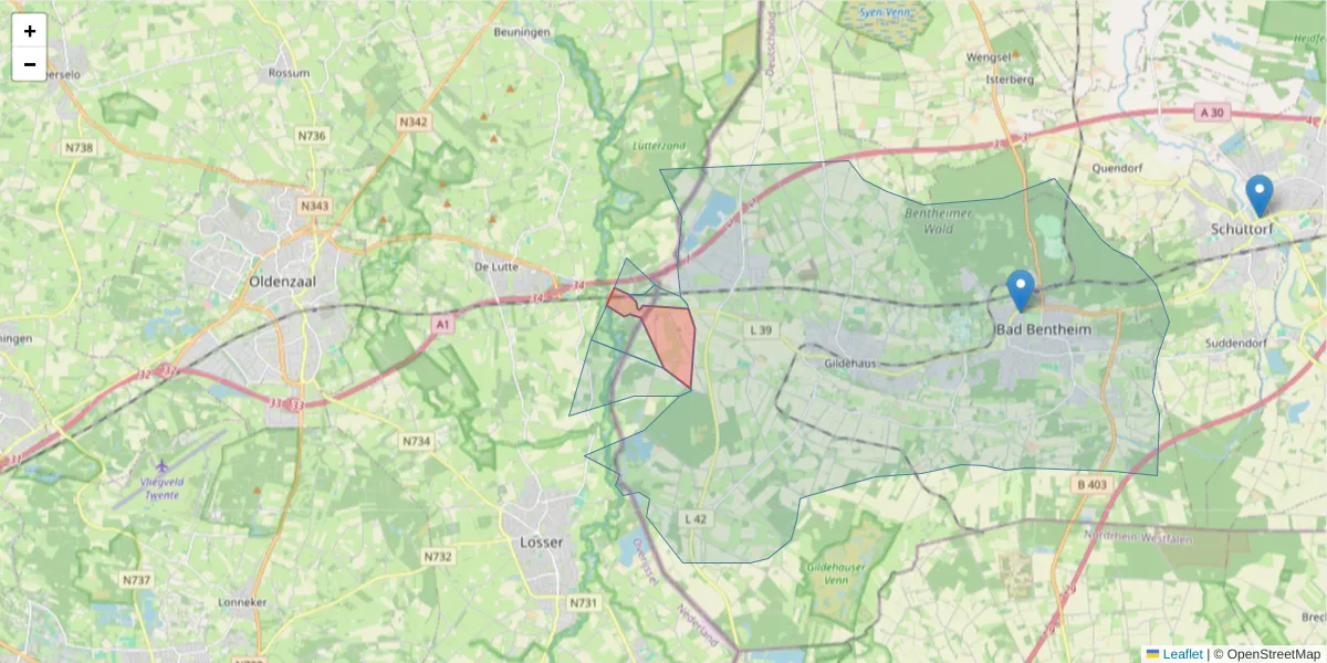 Karte des Postleitzahlen Bereichs  und der umliegenden Postleitzahlen in Deutschland