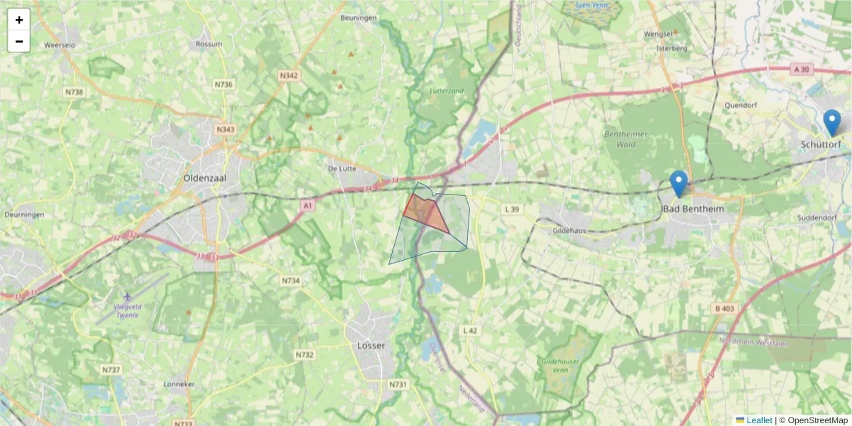 Karte des Postleitzahlen Bereichs  und der umliegenden Postleitzahlen in Deutschland