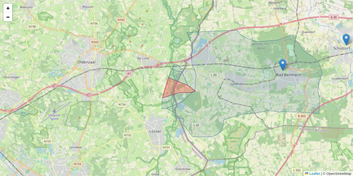 Karte des Postleitzahlen Bereichs  und der umliegenden Postleitzahlen in Deutschland