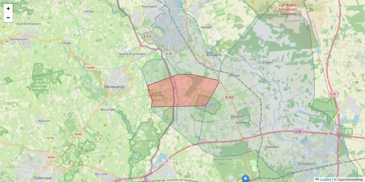 Karte des Postleitzahlen Bereichs  und der umliegenden Postleitzahlen in Deutschland