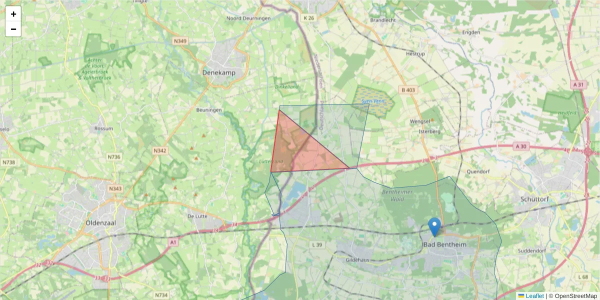 Karte des Postleitzahlen Bereichs  und der umliegenden Postleitzahlen in Deutschland