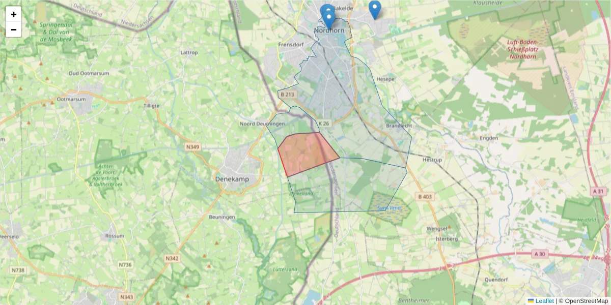 Karte des Postleitzahlen Bereichs  und der umliegenden Postleitzahlen in Deutschland