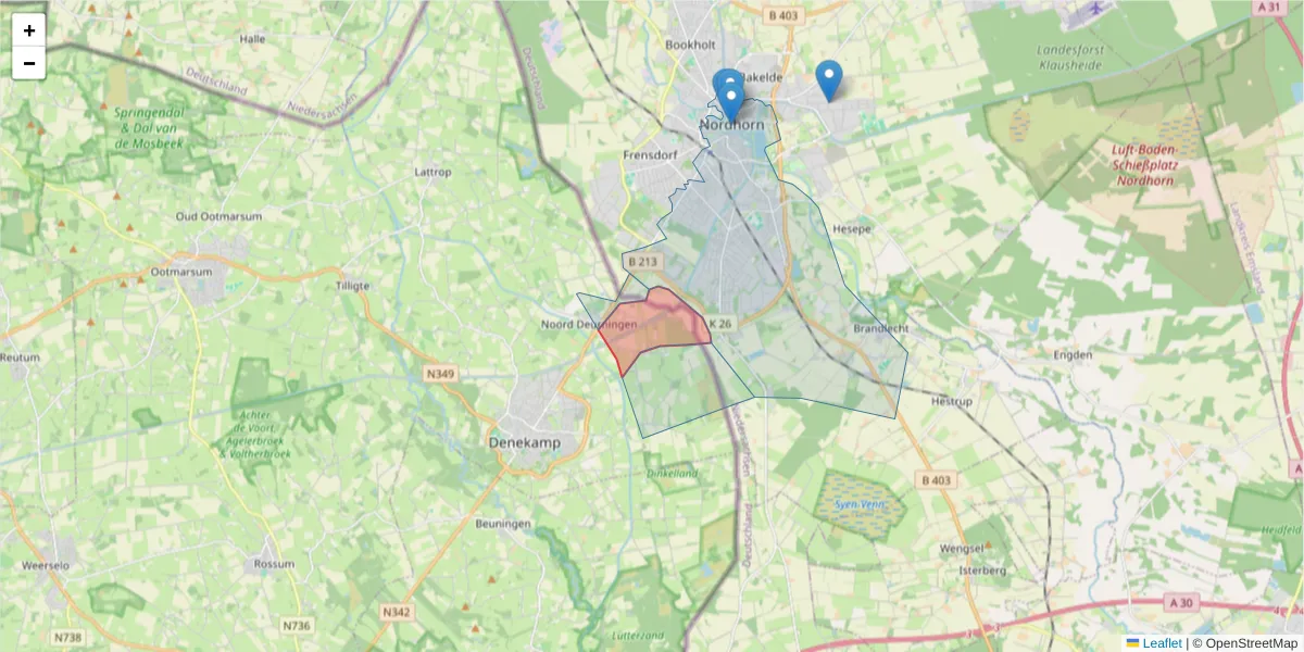 Karte des Postleitzahlen Bereichs  und der umliegenden Postleitzahlen in Deutschland