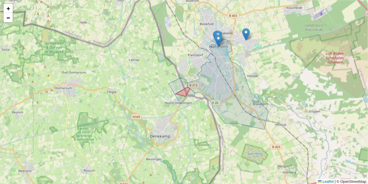 Karte des Postleitzahlen Bereichs  und der umliegenden Postleitzahlen in Deutschland