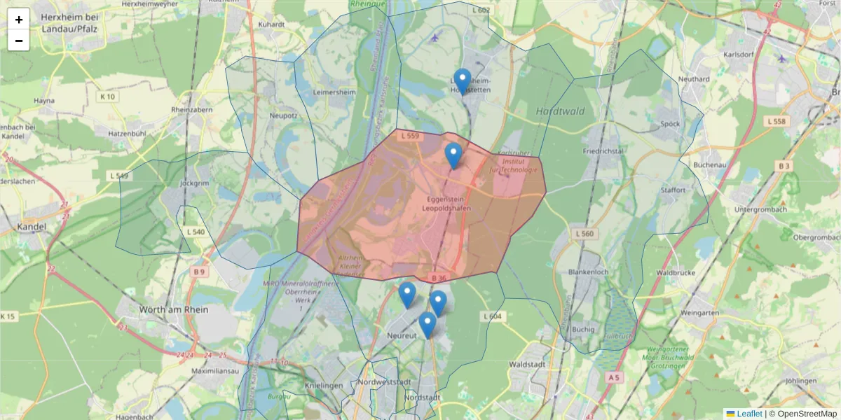 Karte des Postleitzahlen Bereichs  und der umliegenden Postleitzahlen in Deutschland