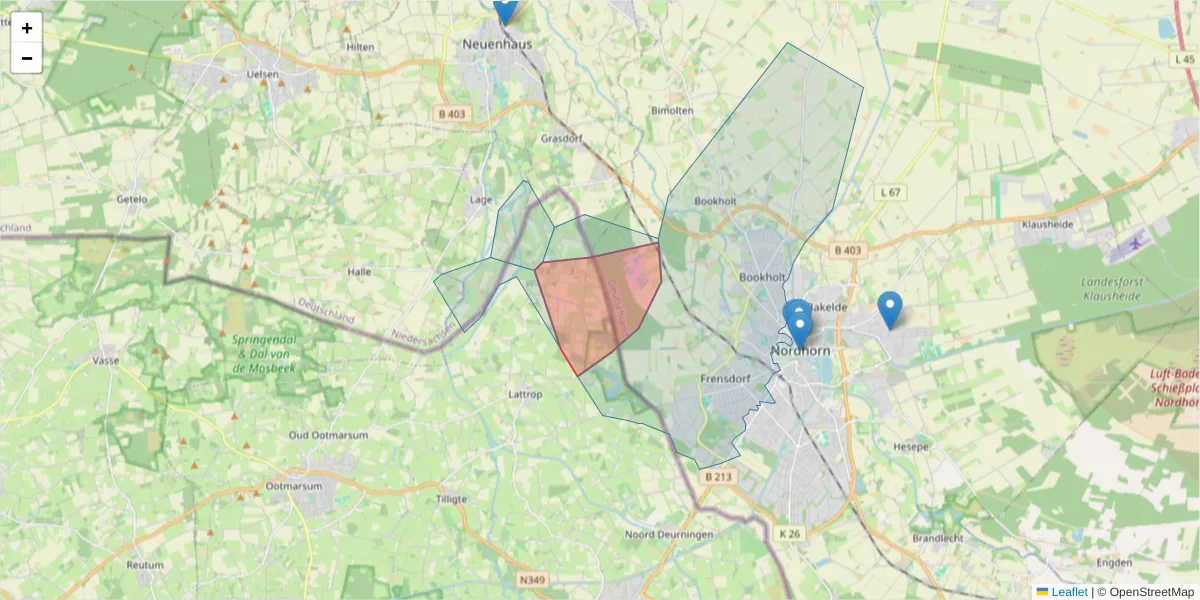 Karte des Postleitzahlen Bereichs  und der umliegenden Postleitzahlen in Deutschland