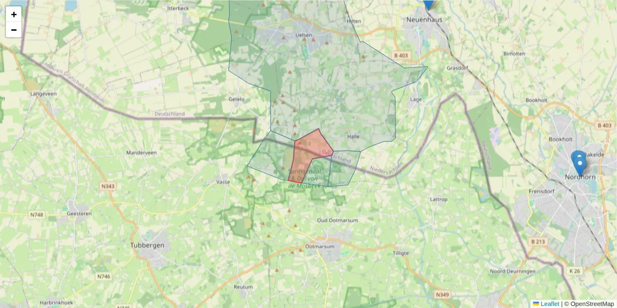 Karte des Postleitzahlen Bereichs  und der umliegenden Postleitzahlen in Deutschland