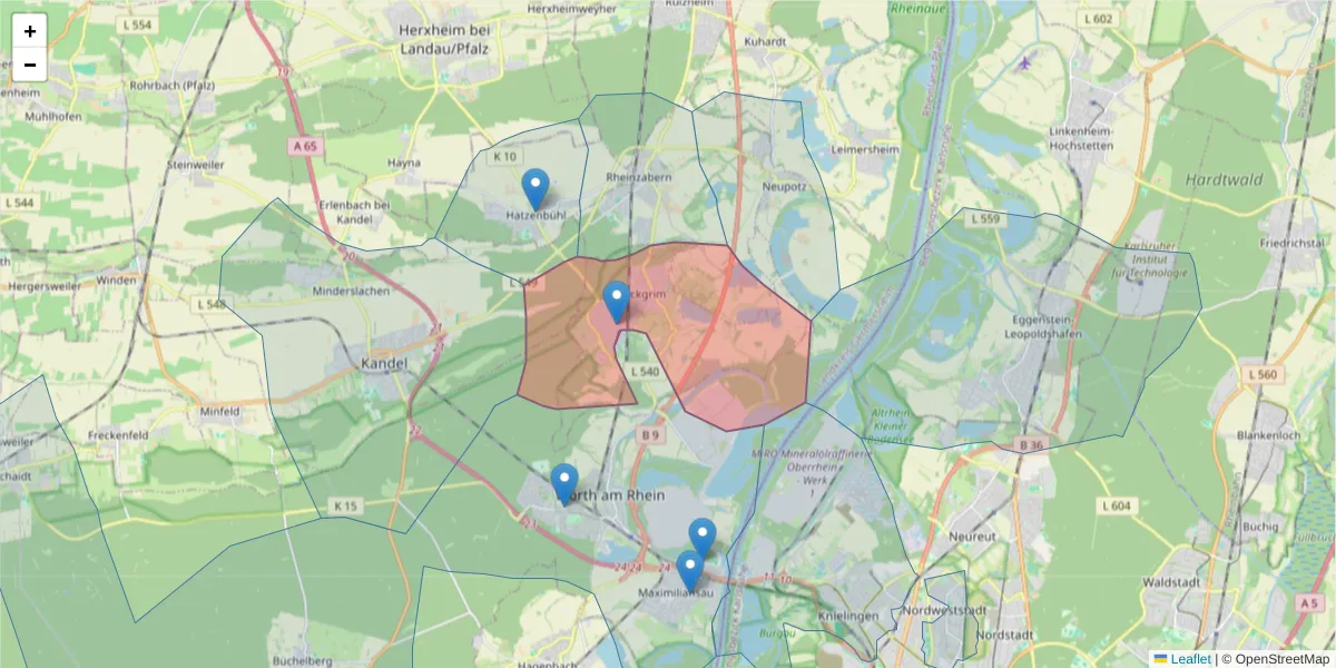 Karte des Postleitzahlen Bereichs  und der umliegenden Postleitzahlen in Deutschland