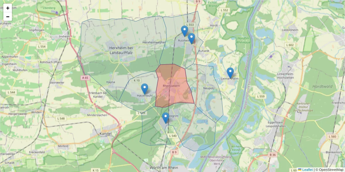 Karte des Postleitzahlen Bereichs  und der umliegenden Postleitzahlen in Deutschland