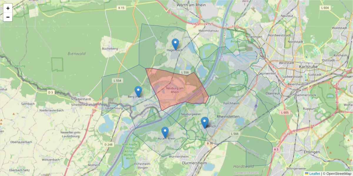 Karte des Postleitzahlen Bereichs  und der umliegenden Postleitzahlen in Deutschland