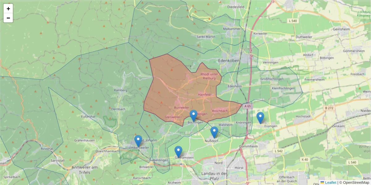 Karte des Postleitzahlen Bereichs  und der umliegenden Postleitzahlen in Deutschland