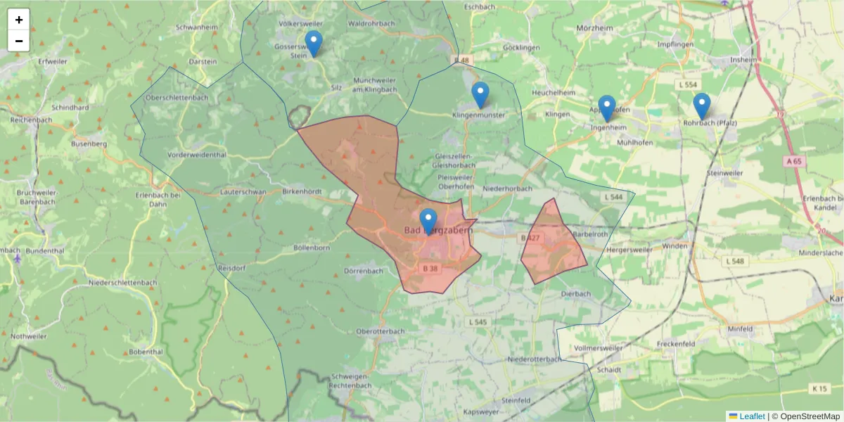 Karte des Postleitzahlen Bereichs  und der umliegenden Postleitzahlen in Deutschland