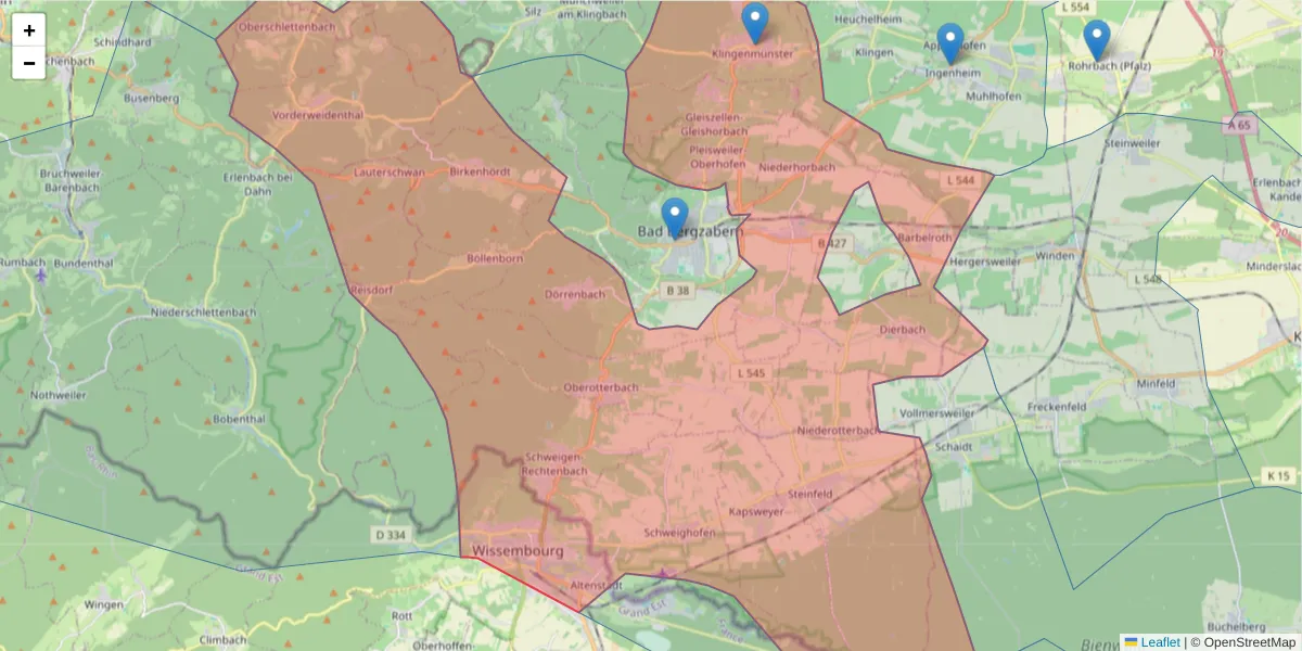 Karte des Postleitzahlen Bereichs  und der umliegenden Postleitzahlen in Deutschland