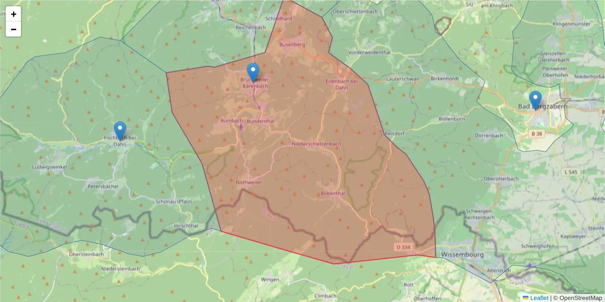 Karte des Postleitzahlen Bereichs  und der umliegenden Postleitzahlen in Deutschland