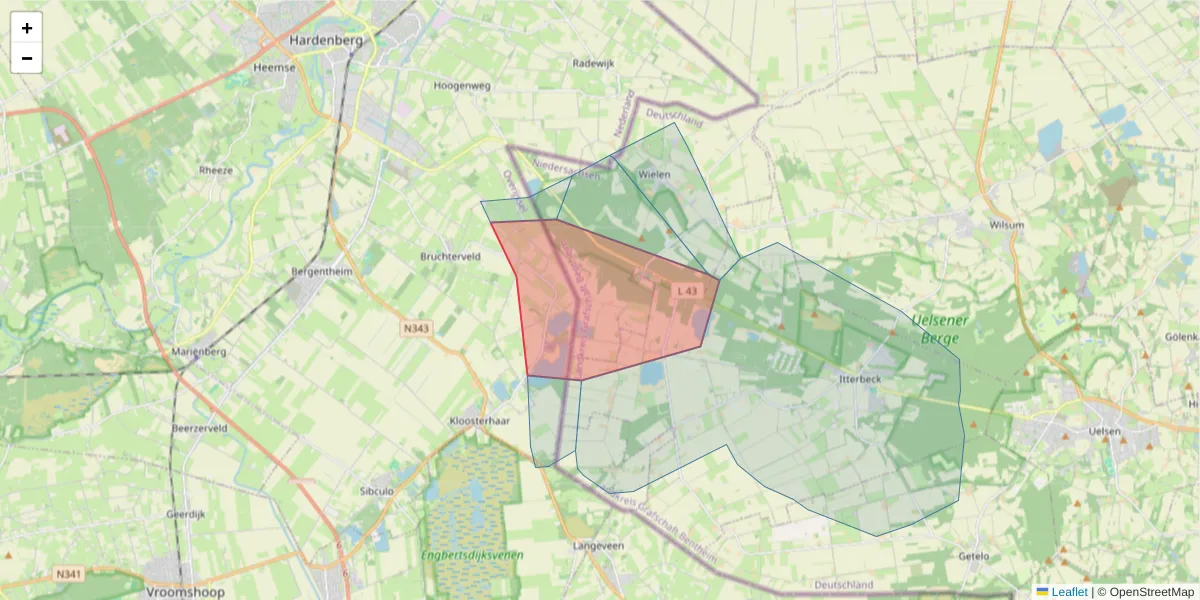 Karte des Postleitzahlen Bereichs  und der umliegenden Postleitzahlen in Deutschland