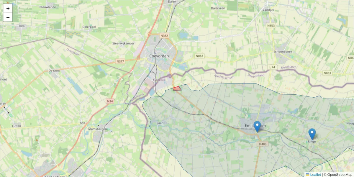 Karte des Postleitzahlen Bereichs  und der umliegenden Postleitzahlen in Deutschland