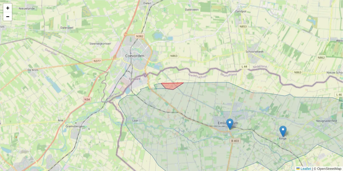 Karte des Postleitzahlen Bereichs  und der umliegenden Postleitzahlen in Deutschland