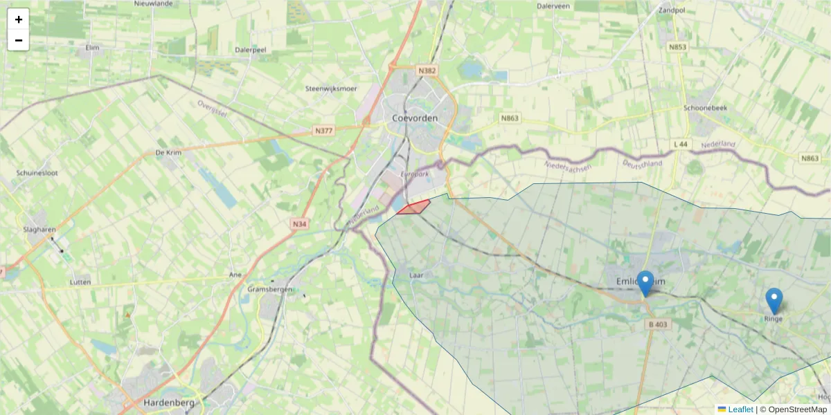 Karte des Postleitzahlen Bereichs  und der umliegenden Postleitzahlen in Deutschland