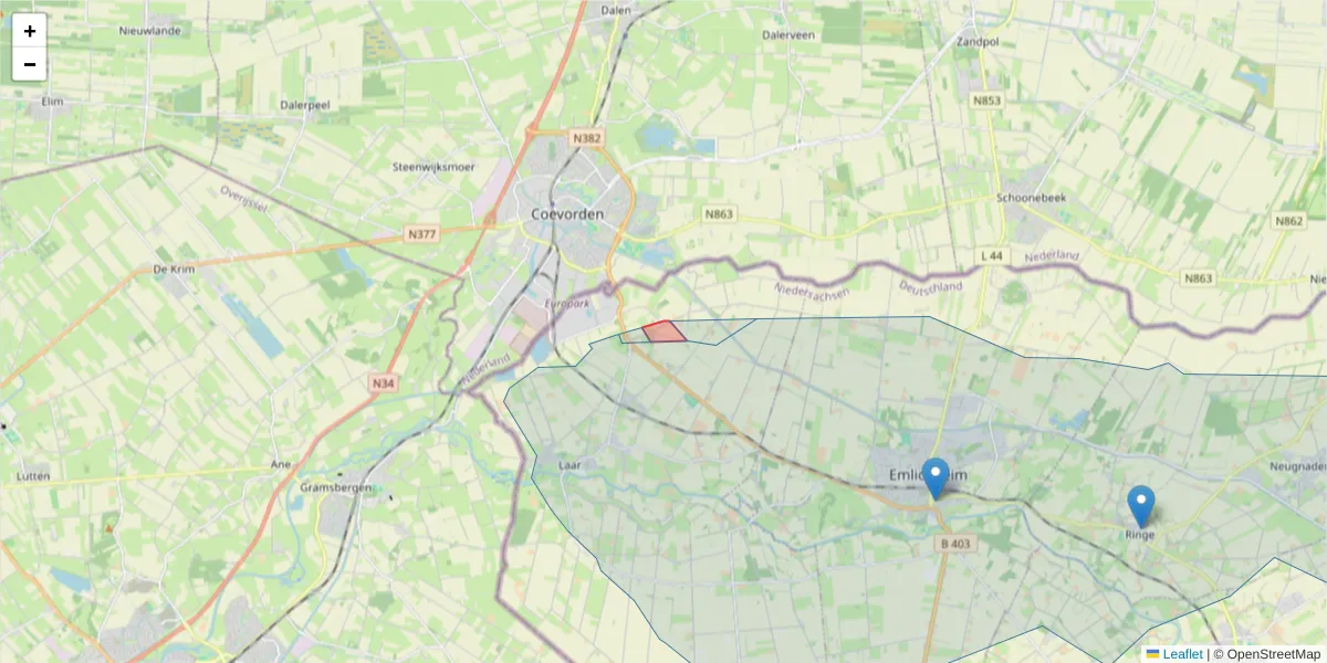 Karte des Postleitzahlen Bereichs  und der umliegenden Postleitzahlen in Deutschland
