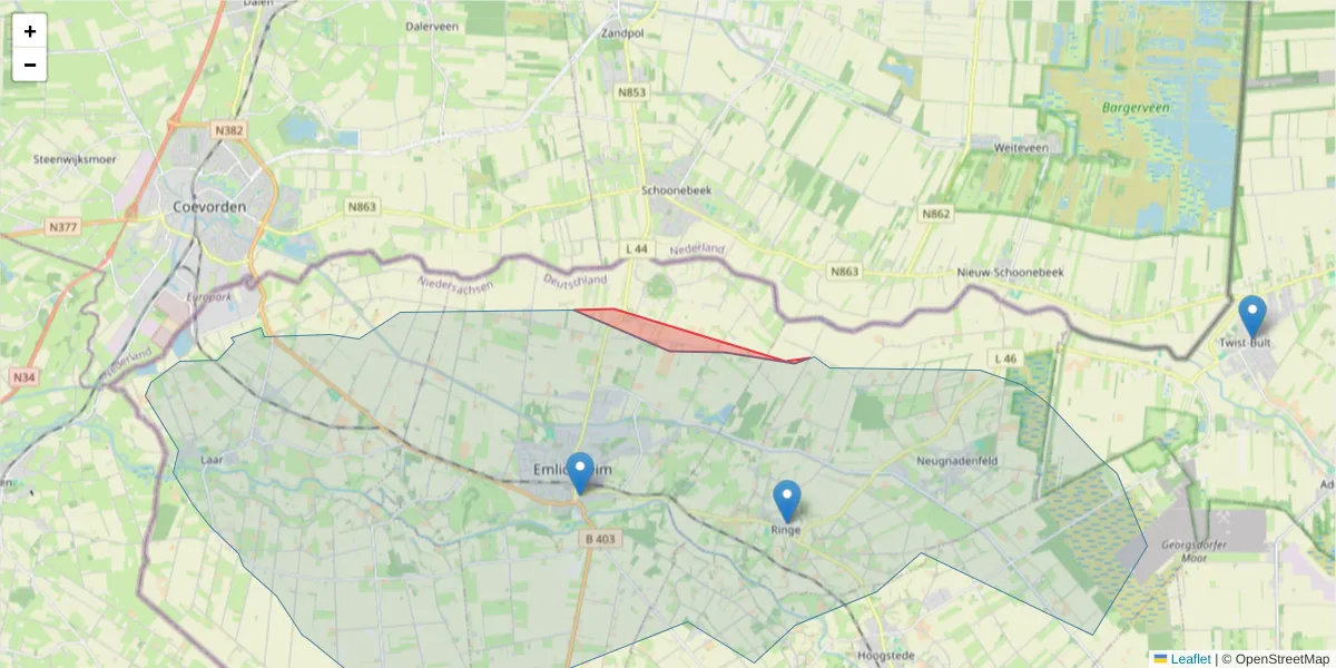 Karte des Postleitzahlen Bereichs  und der umliegenden Postleitzahlen in Deutschland