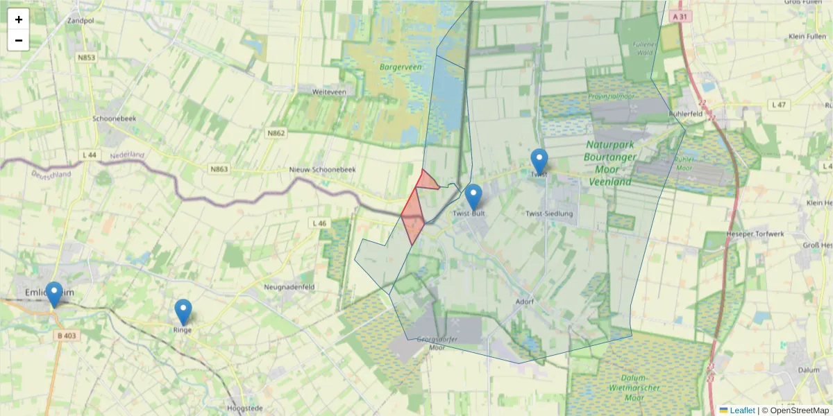 Karte des Postleitzahlen Bereichs  und der umliegenden Postleitzahlen in Deutschland