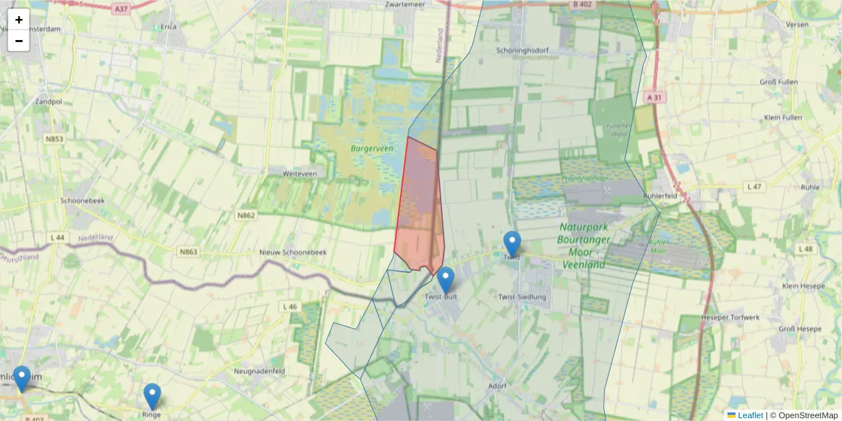 Karte des Postleitzahlen Bereichs  und der umliegenden Postleitzahlen in Deutschland