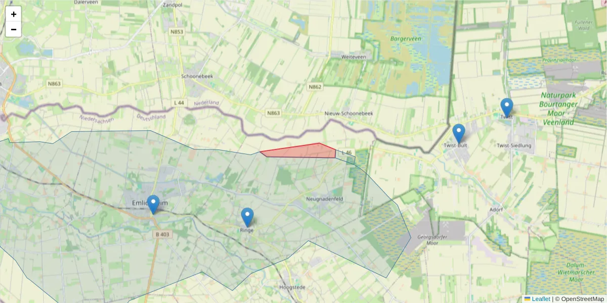 Karte des Postleitzahlen Bereichs  und der umliegenden Postleitzahlen in Deutschland