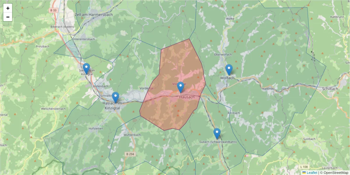 Karte des Postleitzahlen Bereichs  und der umliegenden Postleitzahlen in Deutschland