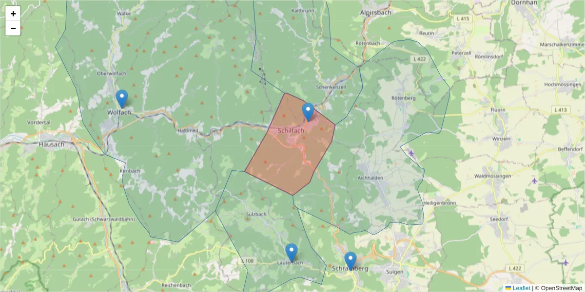 Karte des Postleitzahlen Bereichs  und der umliegenden Postleitzahlen in Deutschland