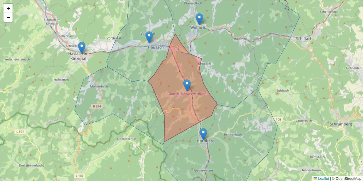 Karte des Postleitzahlen Bereichs  und der umliegenden Postleitzahlen in Deutschland