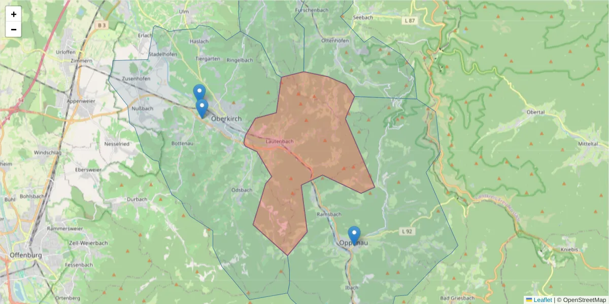 Karte des Postleitzahlen Bereichs  und der umliegenden Postleitzahlen in Deutschland