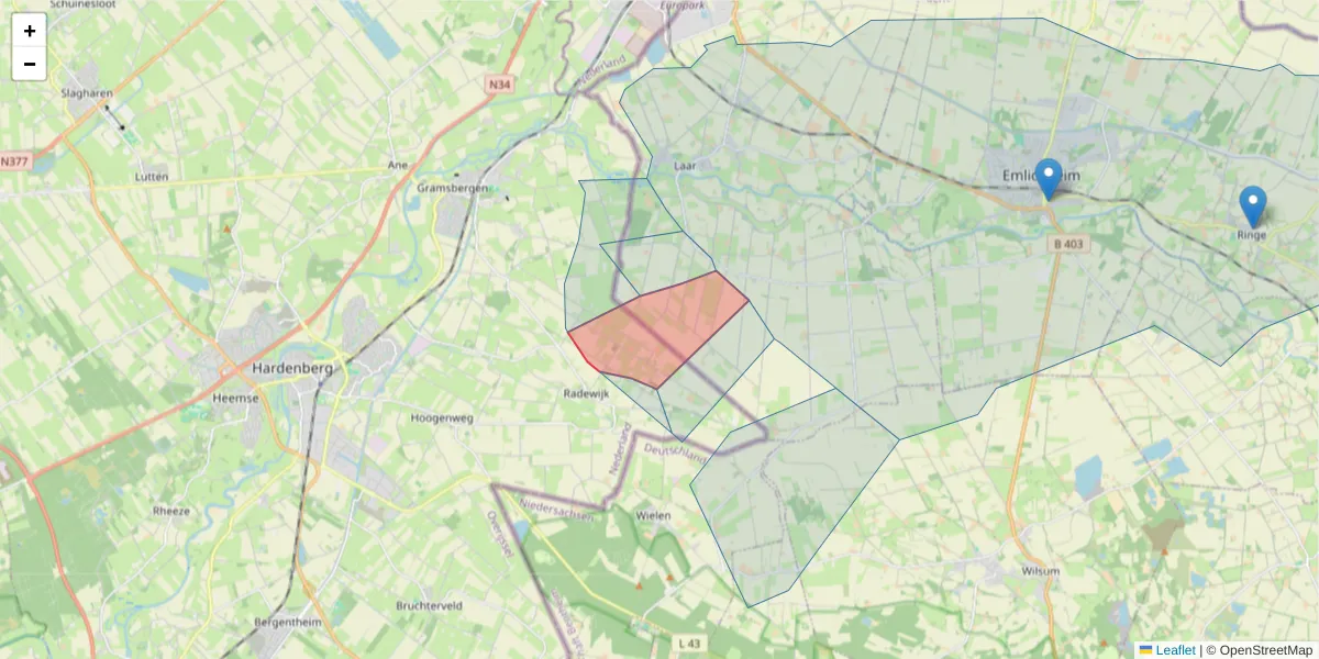 Karte des Postleitzahlen Bereichs  und der umliegenden Postleitzahlen in Deutschland